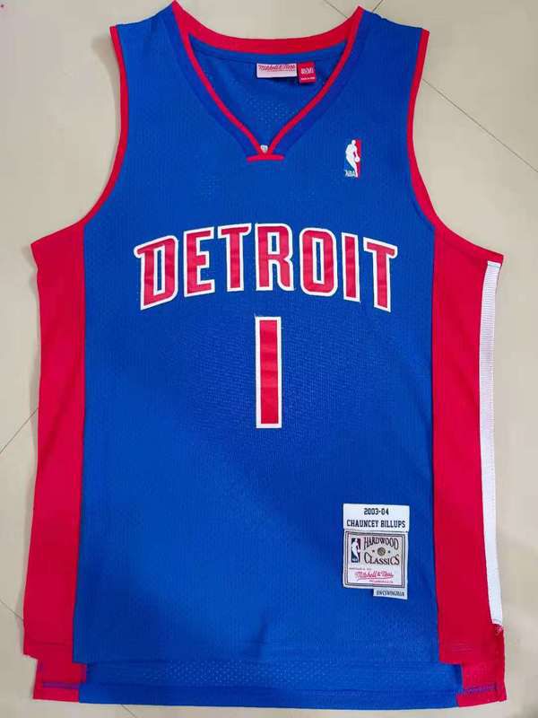 Men Detroit Pistons #1 Billups Blue Throwback 2021 NBA Jersey